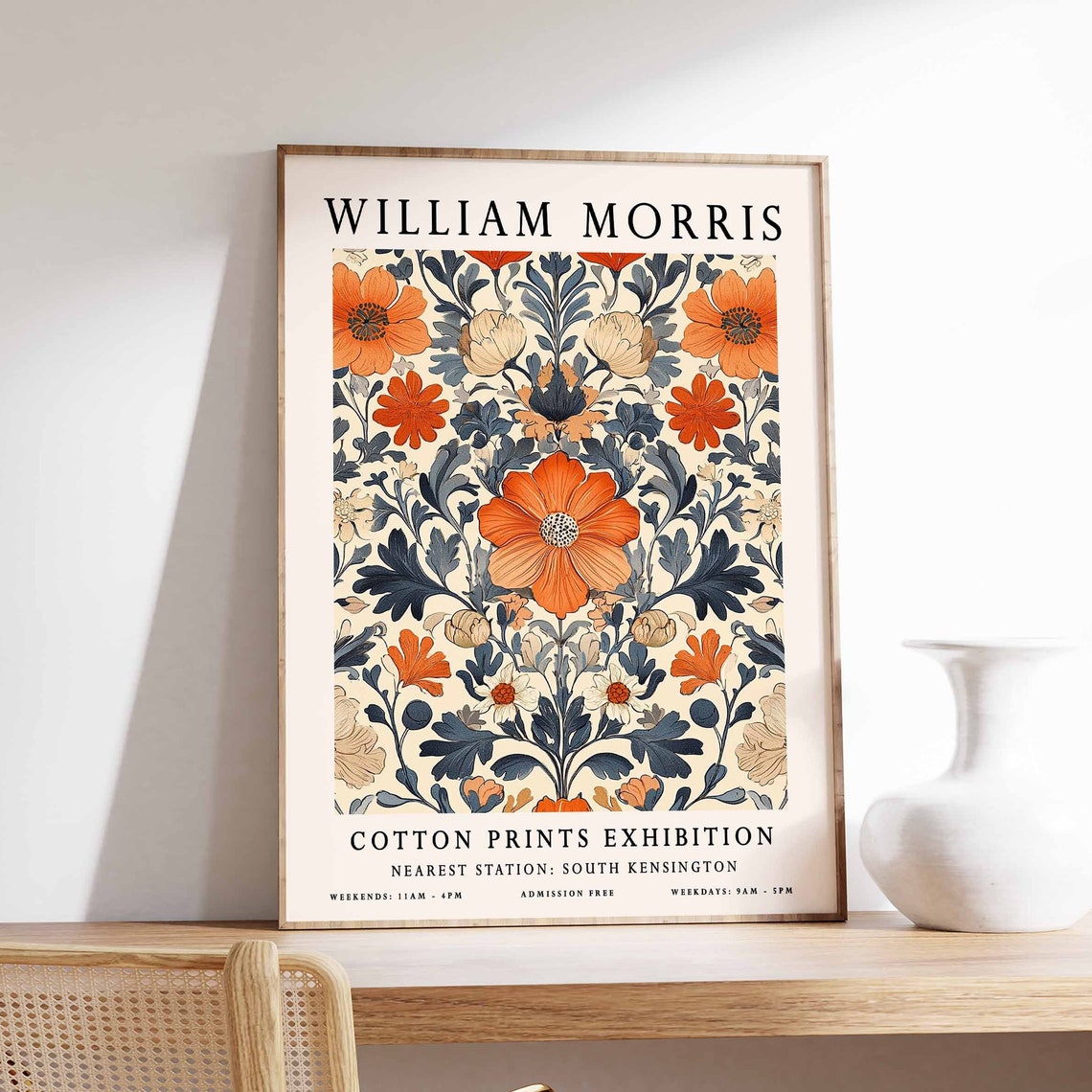 William Morris Burnt Orange Poppy Pattern Botanical Art Poster
