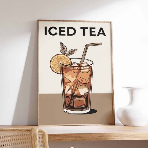 Iced Coffee Poster Coffee Print Kitchen Decor Cafe Poster Retro Drinks Art Vintage Food Print Coffee Shop Decor