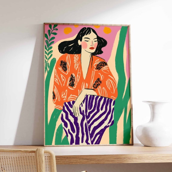 Retro Poster Woman Print 70s Poster Vintage Poster Psychedelic Art Trippy Art Boho Wall Art 70s Wall Print Trendy Poster