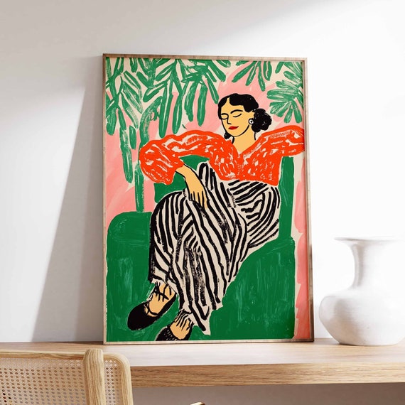 Retro Poster Woman Print 70s Poster Vintage Poster Psychedelic Art Trippy Art Boho Wall Art 70s Wall Print Trendy Poster