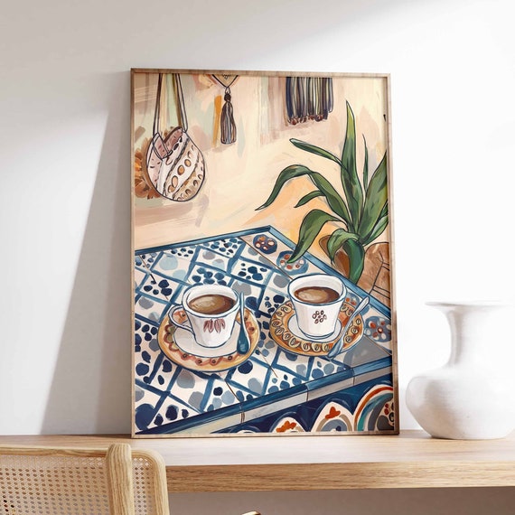 Coffee Poster Middle Eastern Food Print Kitchen Decor Retro Coffee Art Vintage Food Art Food And Drink Poster Coffee Print