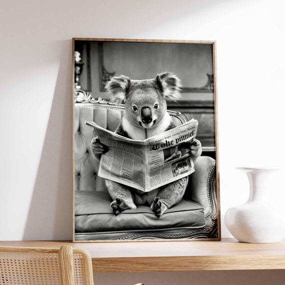 Funny Koala Poster Koala Print Surreal Poster Photographic Art Funny Print Surrealist Art Animal Print Retro Decor Animal Gift