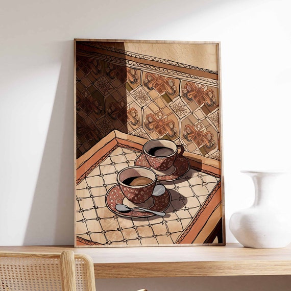 Coffee Poster Middle Eastern Food Print Kitchen Decor Retro Coffee Art Vintage Food Art Food And Drink Poster Coffee Print