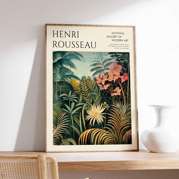 Henri Rousseau Vintage Poster Boho Print Tropical Decor Botanical Wall Art Floral Poster Animal Art Jungle Print Exotic Poster