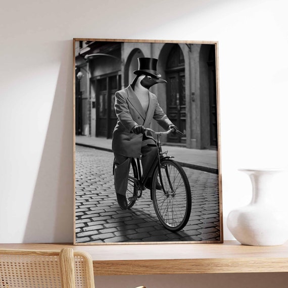 Funny Penguin Poster Penguin Print Surreal Poster Photographic Art Funny Print Surrealist Art Animal Print Retro Decor Animal Gift