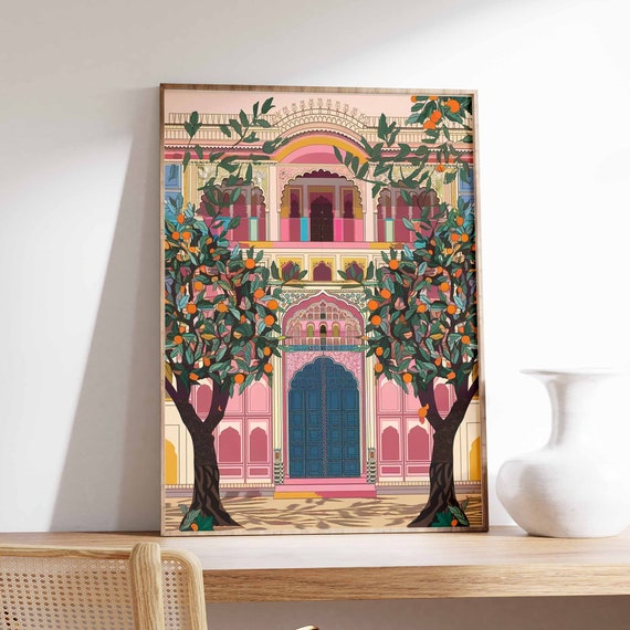 Pichwai Art Poster, Traditional Indian Botanical Decor