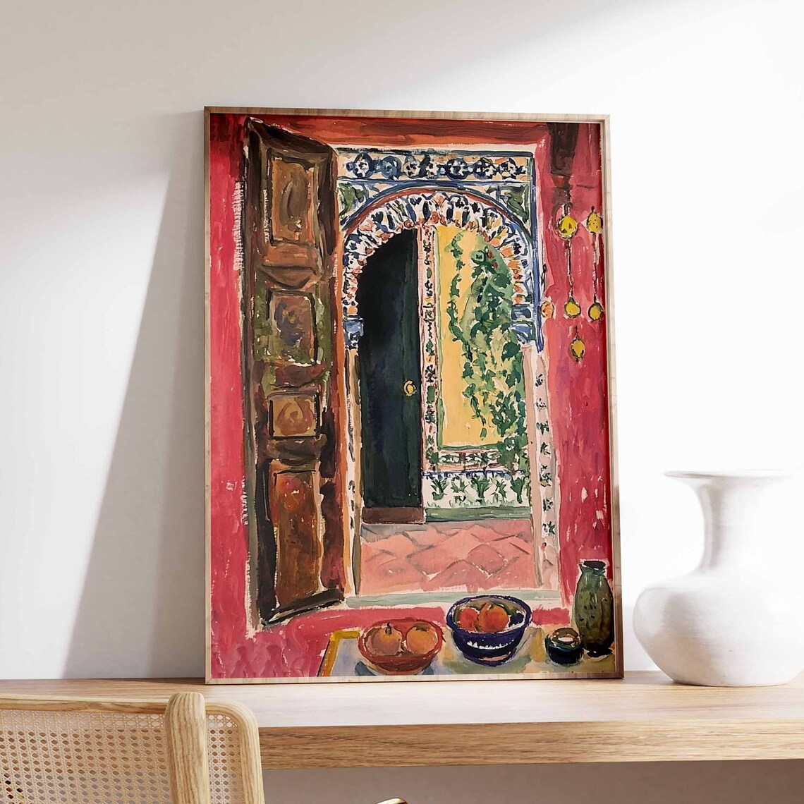 Matisse Style Moroccan Red Window Ornate Tiles Orange Fruit Poster