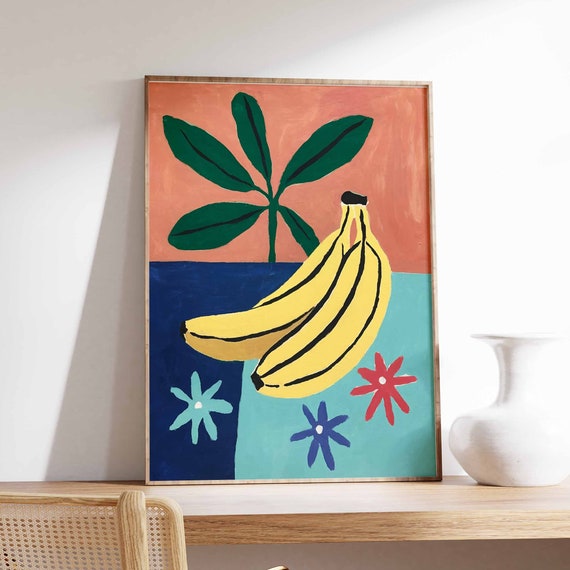 Dinner Table Food Print Banana Poster Retro Food Art Kitchen Poster Kitchen Decor Food Illustration Poster Food Poster Food Gift