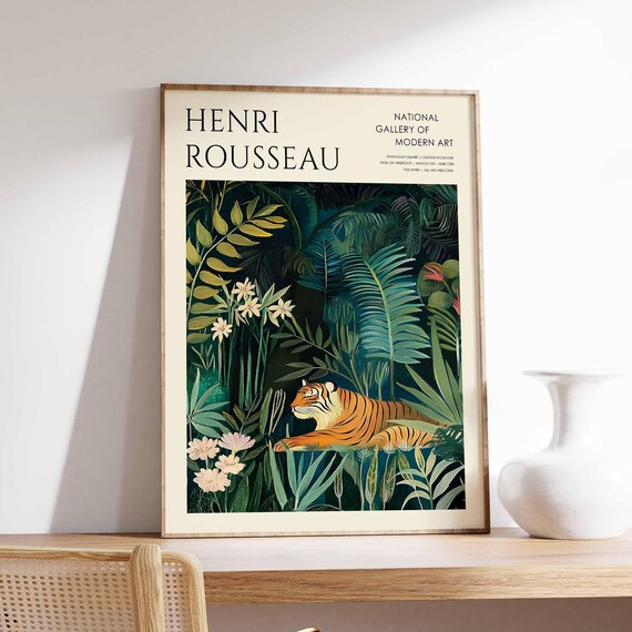 Henri Rousseau Vintage Poster Boho Print Tropical Decor Botanical Wall Art Floral Poster Animal Art Jungle Print Exotic Poster