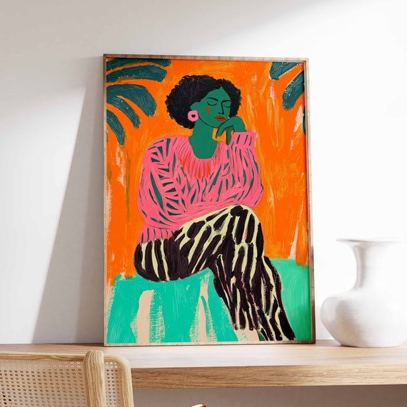 Retro Poster Woman Print 70s Poster Vintage Poster Psychedelic Art Trippy Art Boho Wall Art 70s Wall Print Trendy Poster