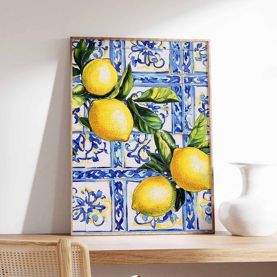 Lemons Poster Tropical Decor Lemon Print Kitchen Wall Art Boho Art Retro Food Art Kitchen Poster Kitchen Decor Food Poster Food Art