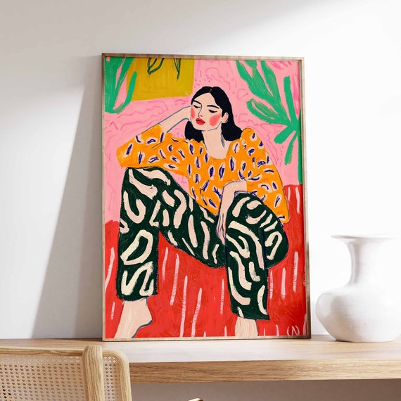 Retro Poster Woman Print 70s Poster Vintage Poster Psychedelic Art Trippy Art Boho Wall Art 70s Wall Print Trendy Poster