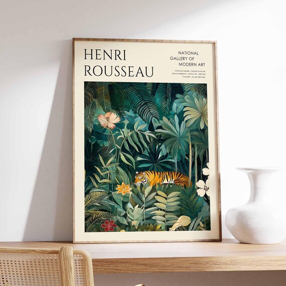 Henri Rousseau Vintage Poster Boho Print Tropical Decor Botanical Wall Art Floral Poster Animal Art Jungle Print Exotic Poster