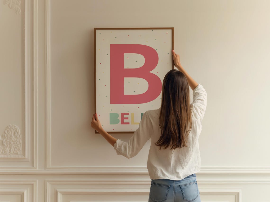 Colorful Personalized Initial Name Nursery Kids Decor Wall Art - Image 2