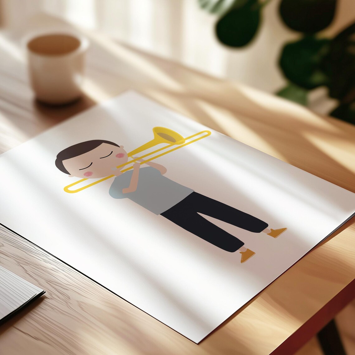Trombone Player Boy Minimalist Kids Music Room Decor Art Print - Image 3