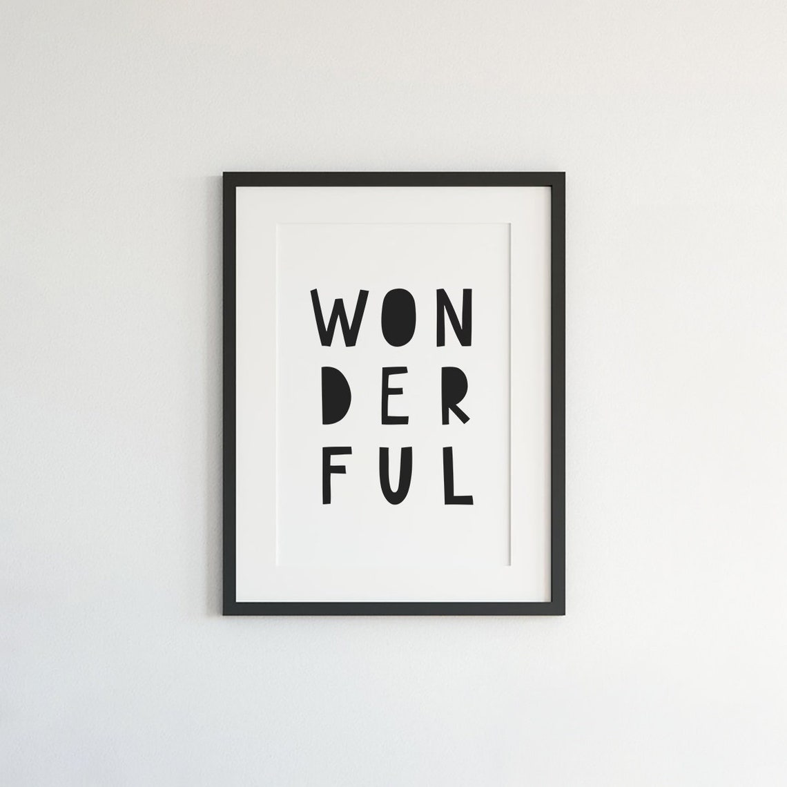 Wonderful Playful Stacked Letters Kids Room Nursery Black White Poster - Image 3