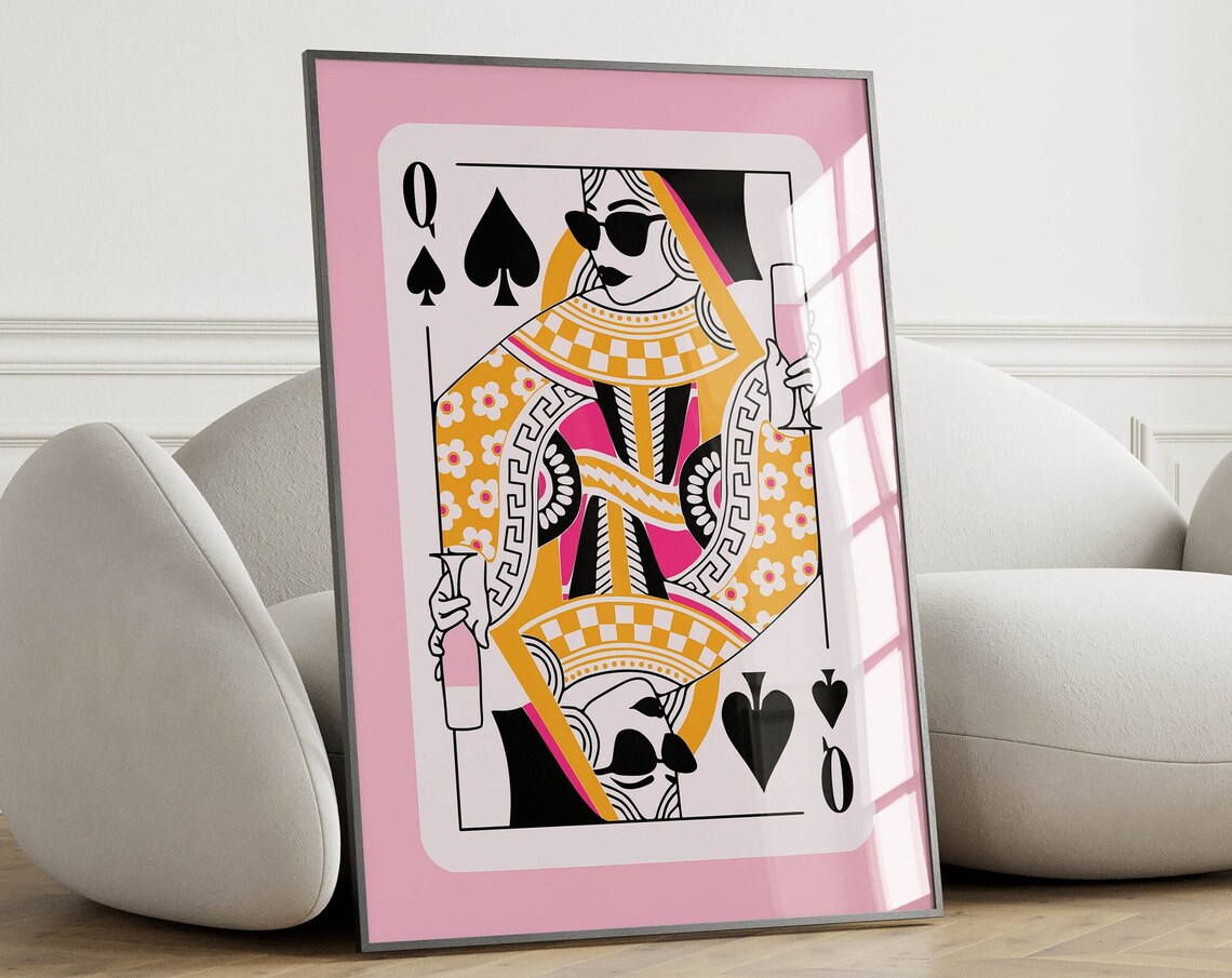 Queen Of Spades Funky Bar Cart Art Print