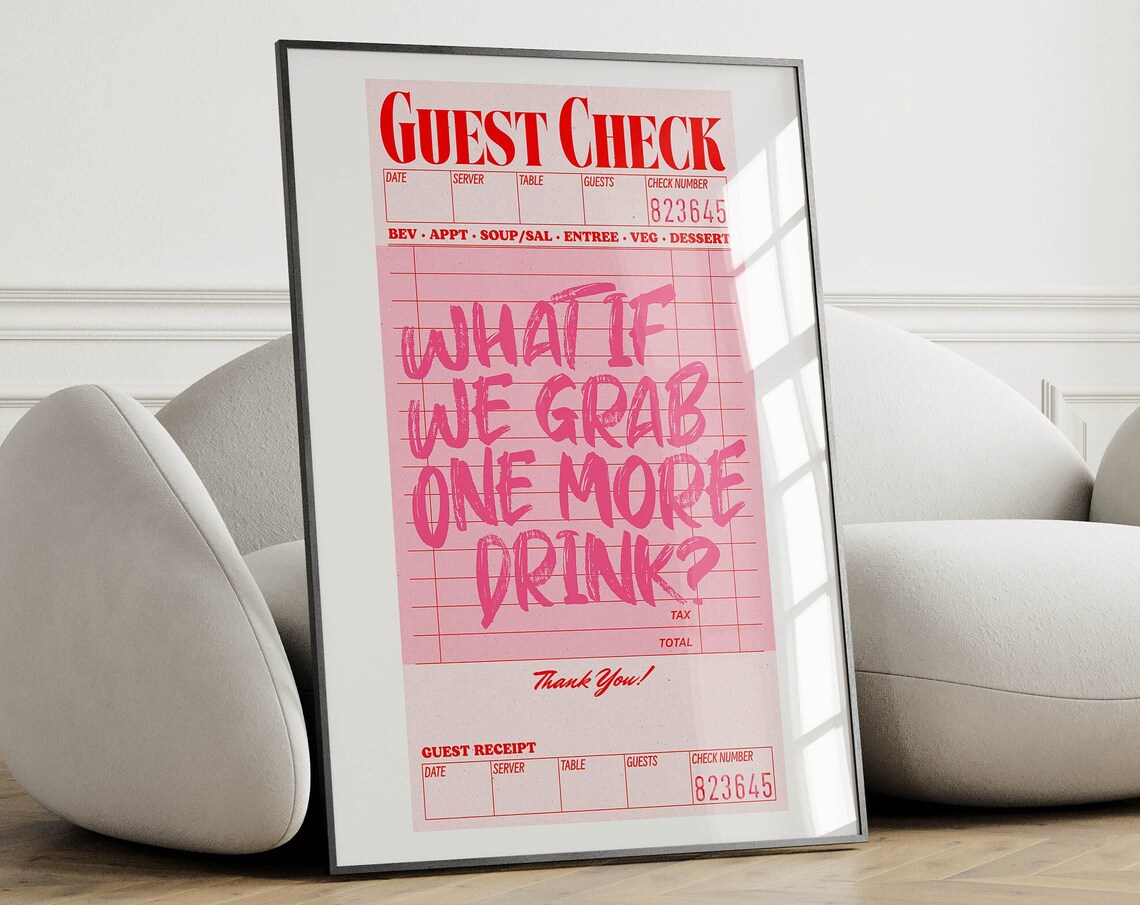 Guest Check Art Print, Trendy Apartment Decor