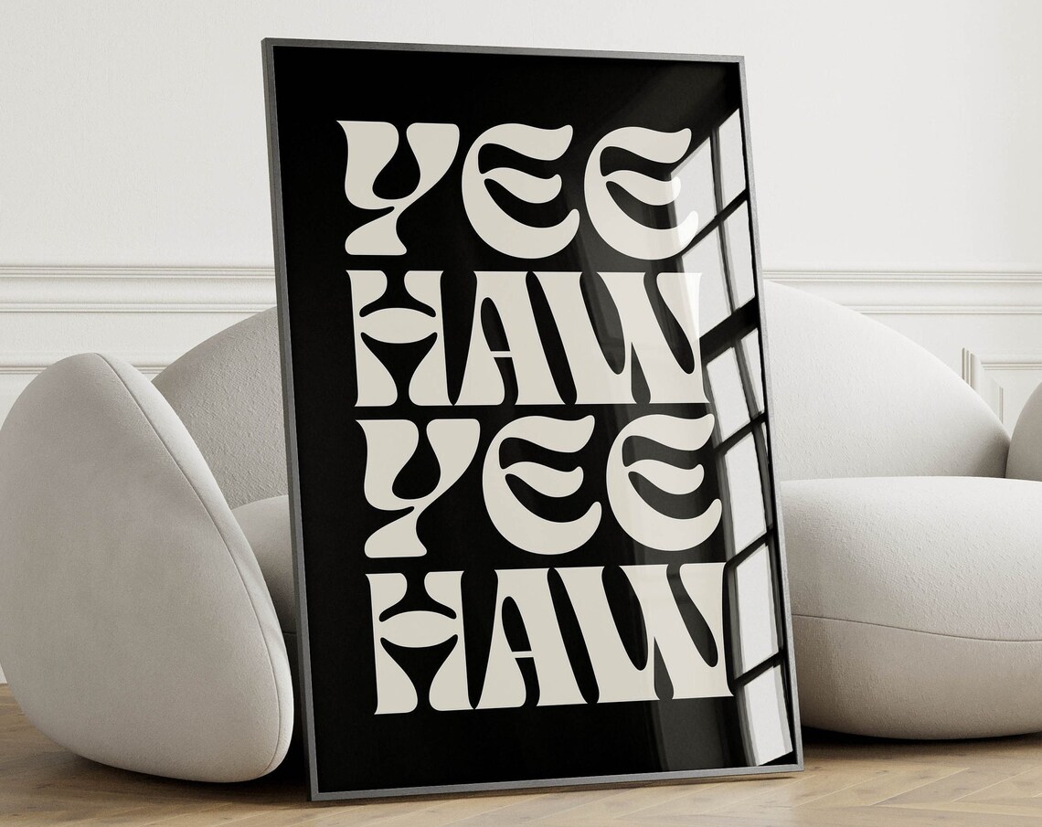 Yeehaw Retro Western Art Print, Bar Cart Decor