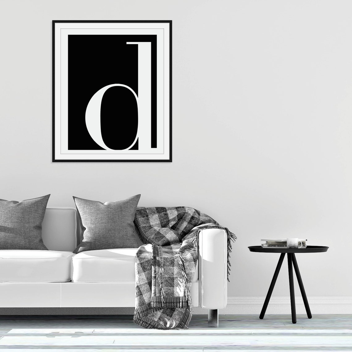 Lowercase D Letter Black White Bold Serif Typography Art Poster - Image 5
