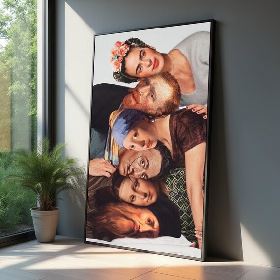 Famous Artists Portraits Playful Stacked Selfie Collage Poster