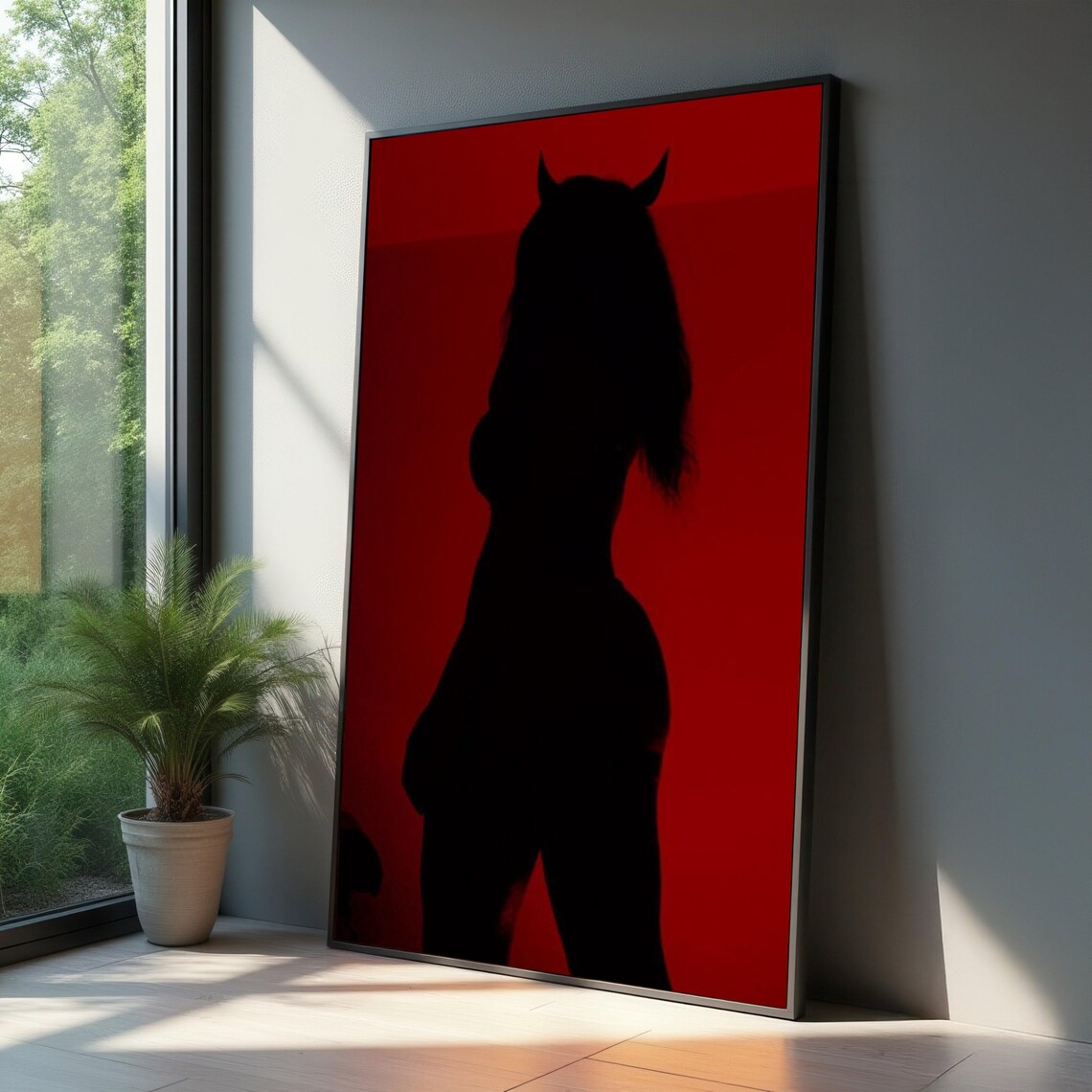 Dark Silhouette With Horns, Gothic Art Print