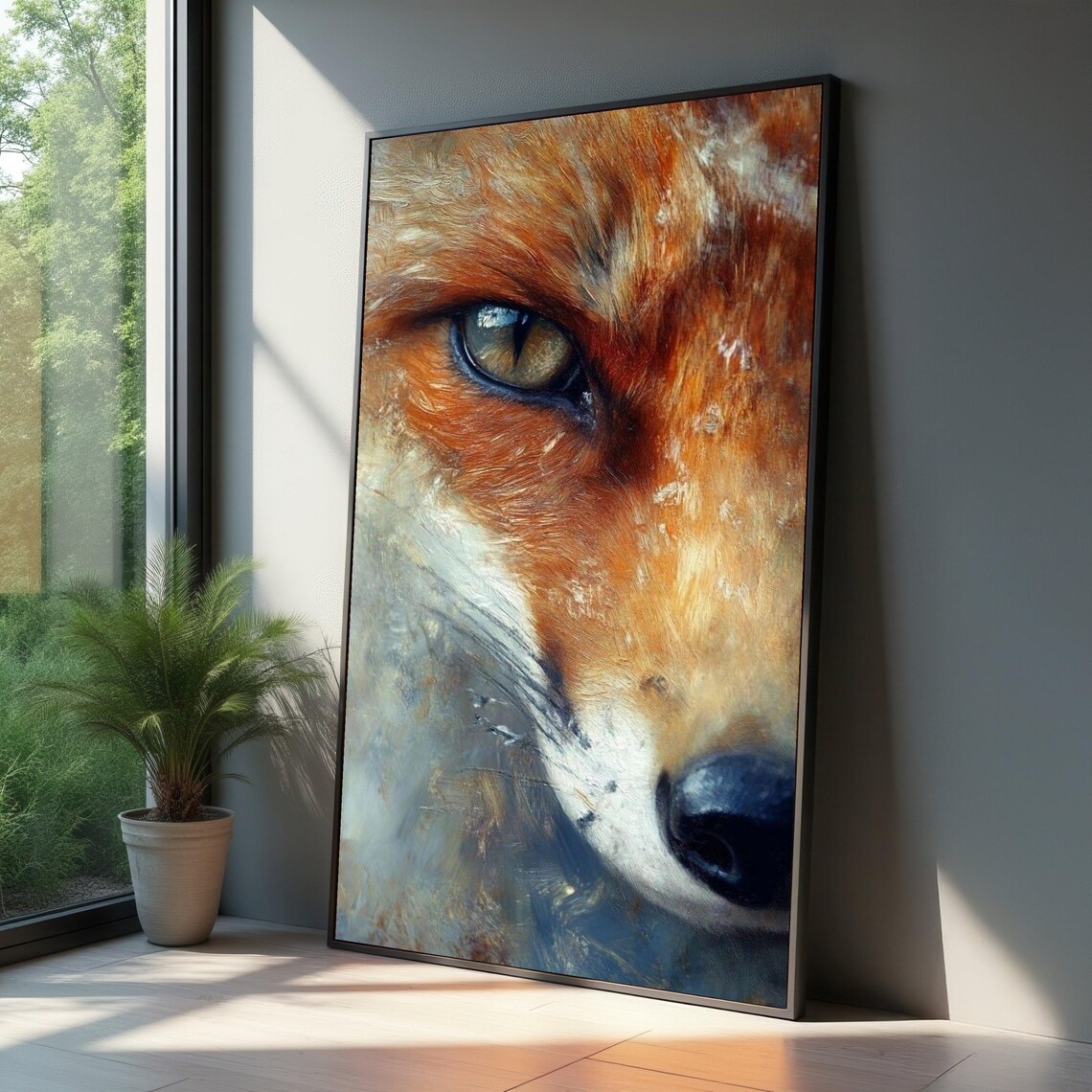 Red Fox Closeup Intense Wildlife Portrait Rustic Nature Art Poster