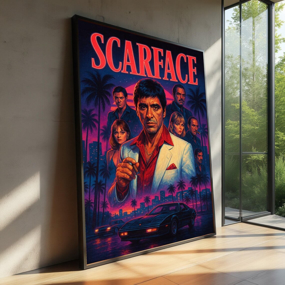 Scarface Movie Poster, Retro Miami Night Scene