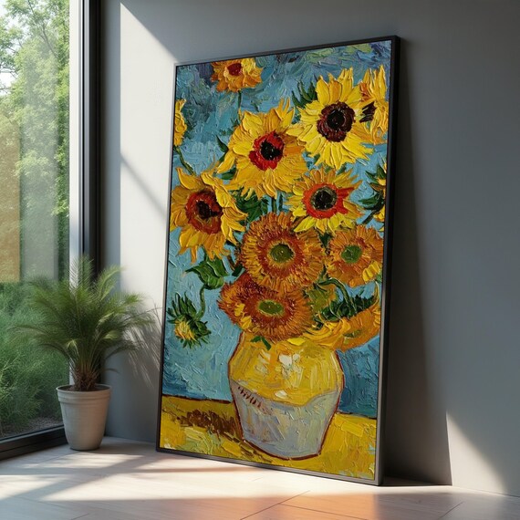 Van Gogh Sunflowers In Yellow Vase Impressionist Floral Art Poster