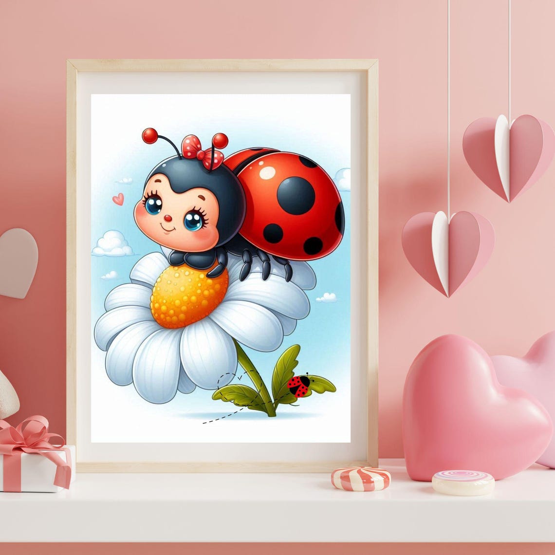 Lovely Little Ladybug Cute Nursery Wall Art Kids Room Decor - Image 4