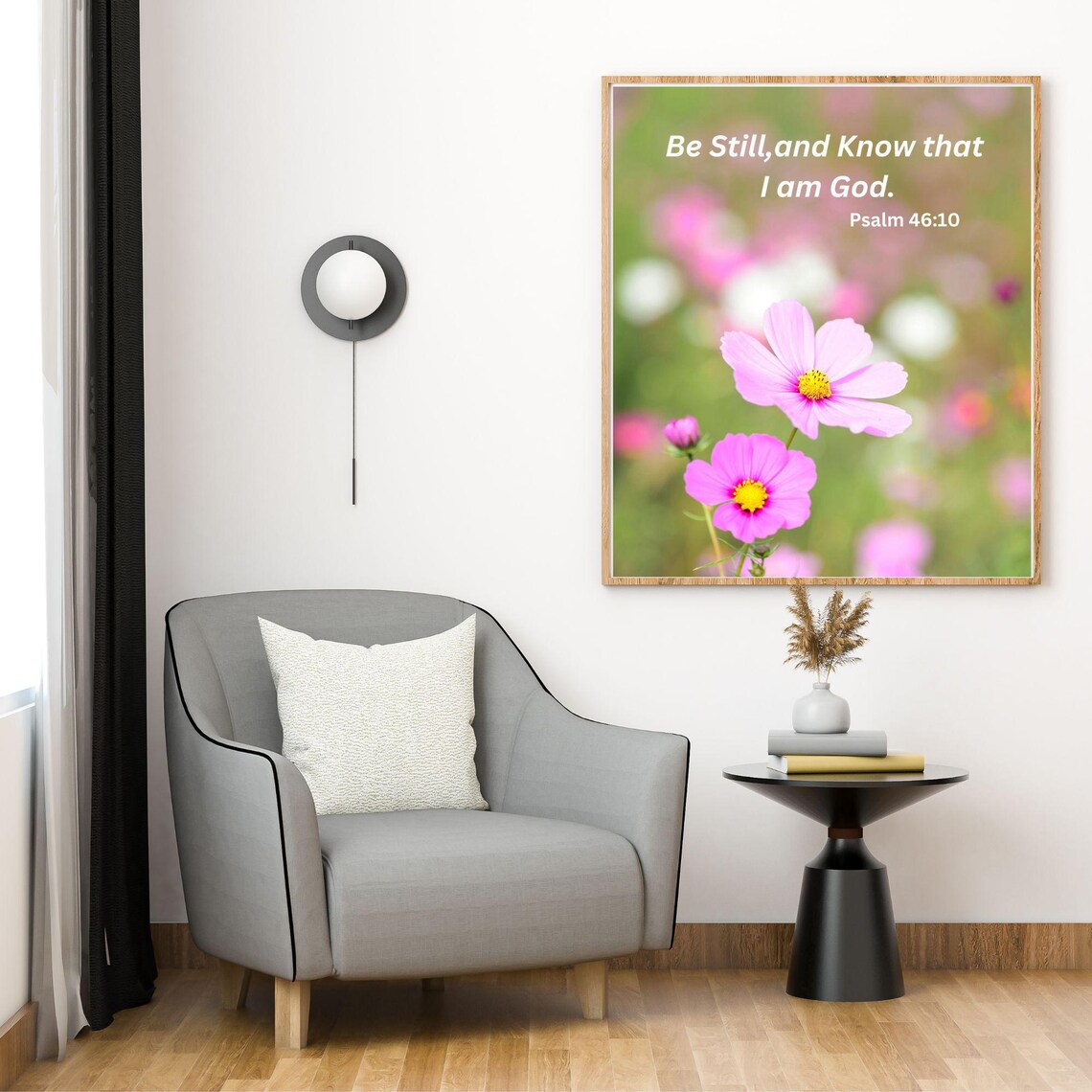 Be Still And Know That I Am God Pink Cosmos Flower Photo Poster - Image 4