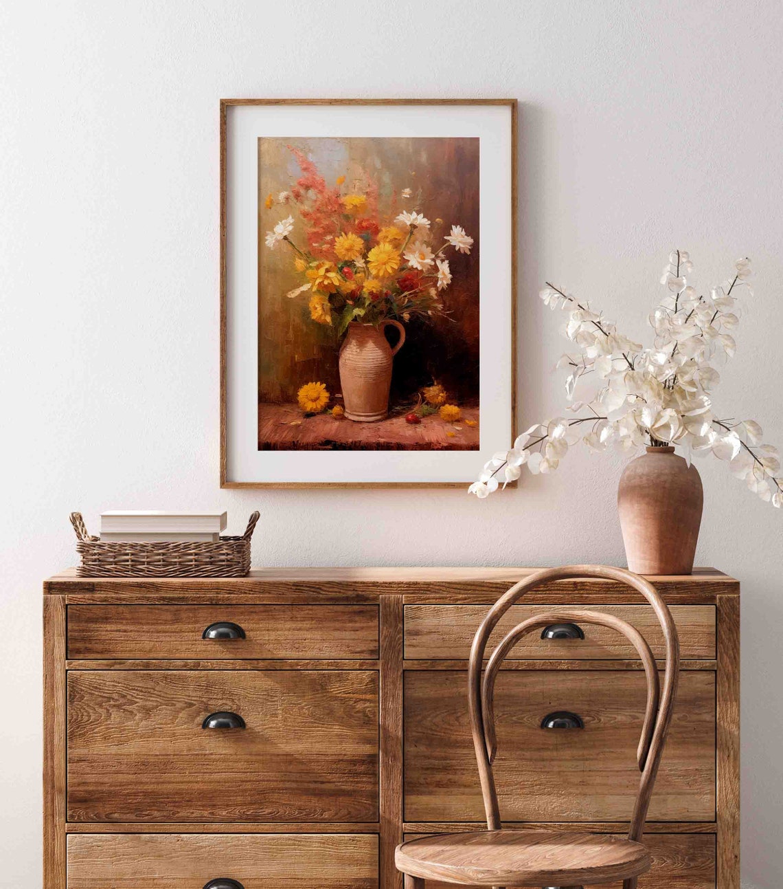 Wildflower Bouquet in a Clay Jug Vintage Floral Still Life Poster - Image 4