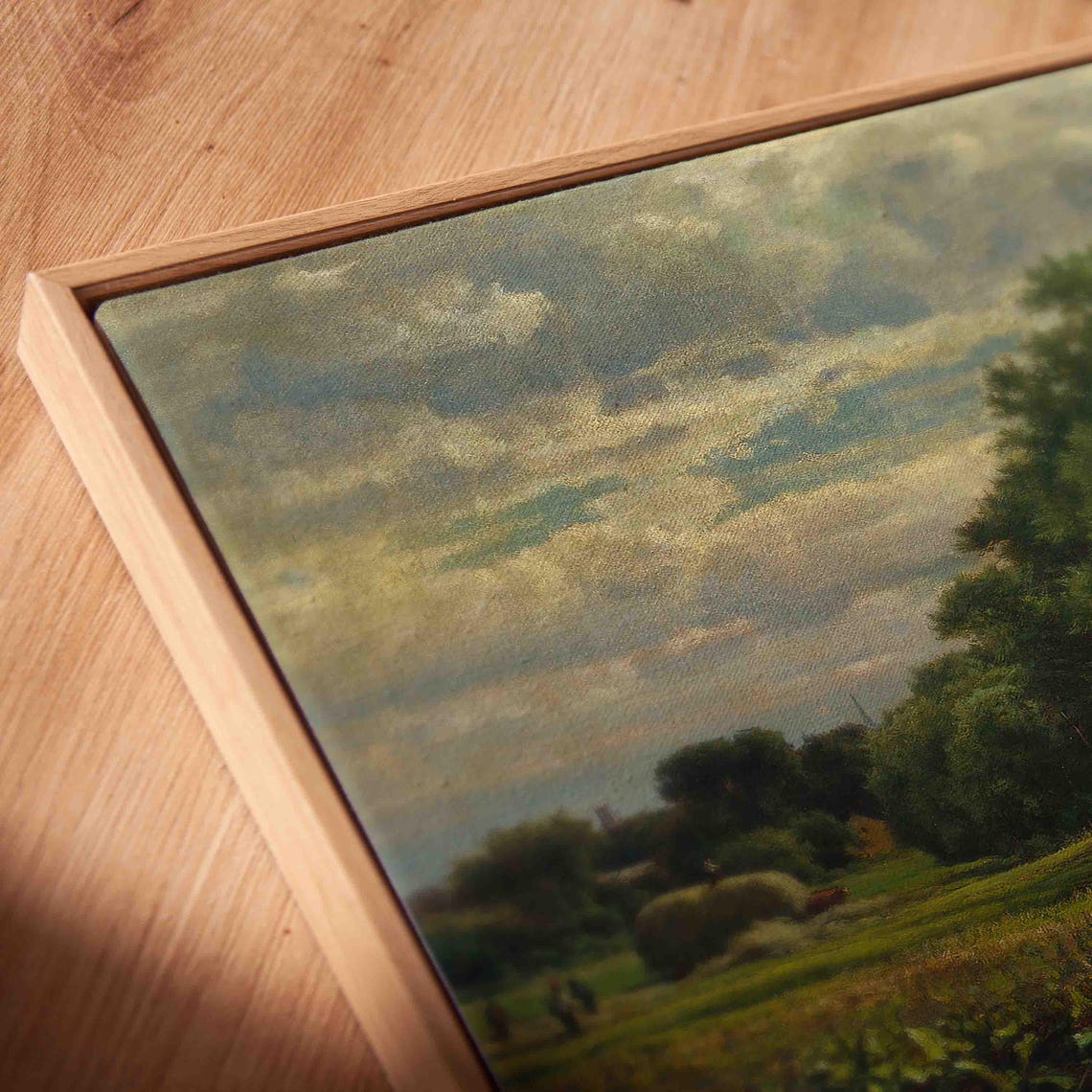 Summer Hay Meadow With Big Green Trees Haystacks Landscape Poster - Image 2