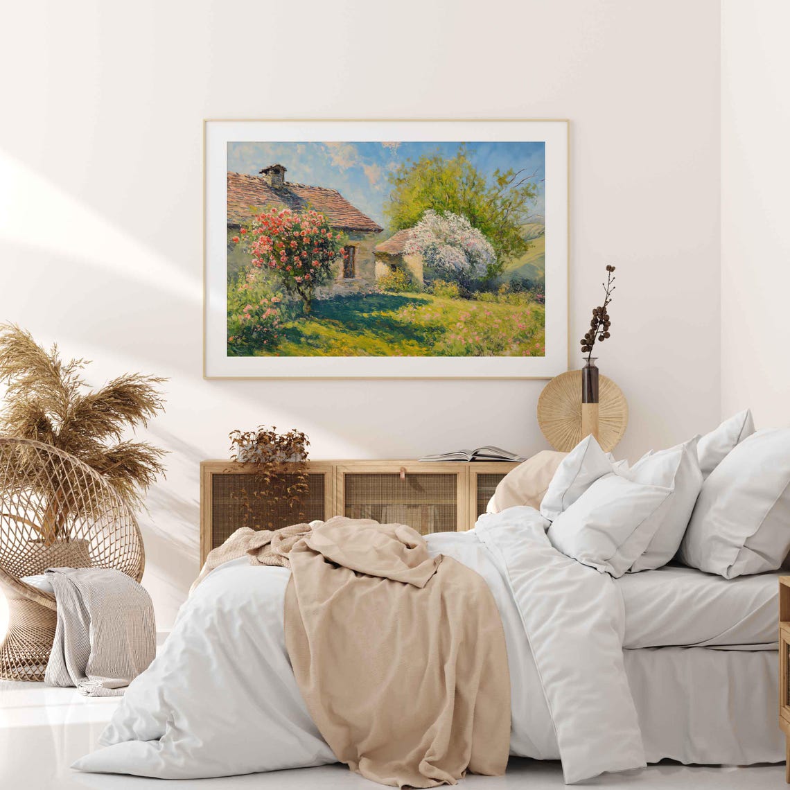 Cottage Oil Painting Vintage Spring Garden Print Landscape Oil Painting Farmhouse Wall Decor Art Wa243 - Image 4