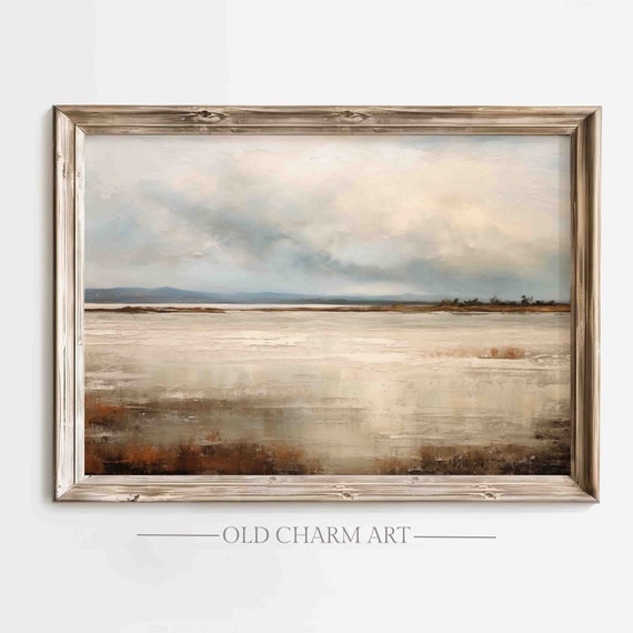 Vintage Seascape Painting Neutral Aesthetic Art Print Farmhouse Wall Art Art Print Wa16