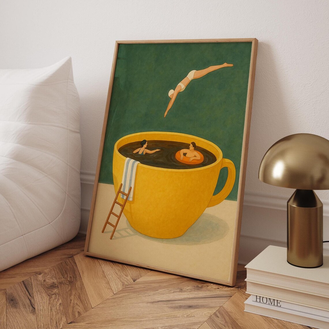 Coffee Pool Retro Travel Poster
