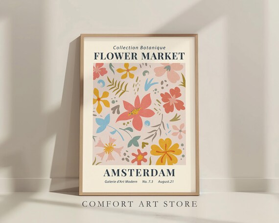 Amsterdam Flower Market Botanical Poster Vintage Floral Exhibition Print