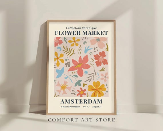 Flower Market Print Wall Art Spring Flowers Amsterdam Floral Art Botanical Gallery Museum Exhibition Poster Flower Market Poster