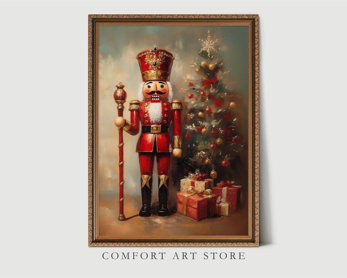Nutcracker King with Staff by Decorated Christmas Tree Wall Art - Image 8