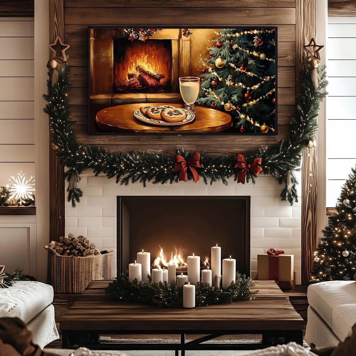 Cookies And Milk For Santa Beside A Glowing Christmas Tree Poster - Image 7