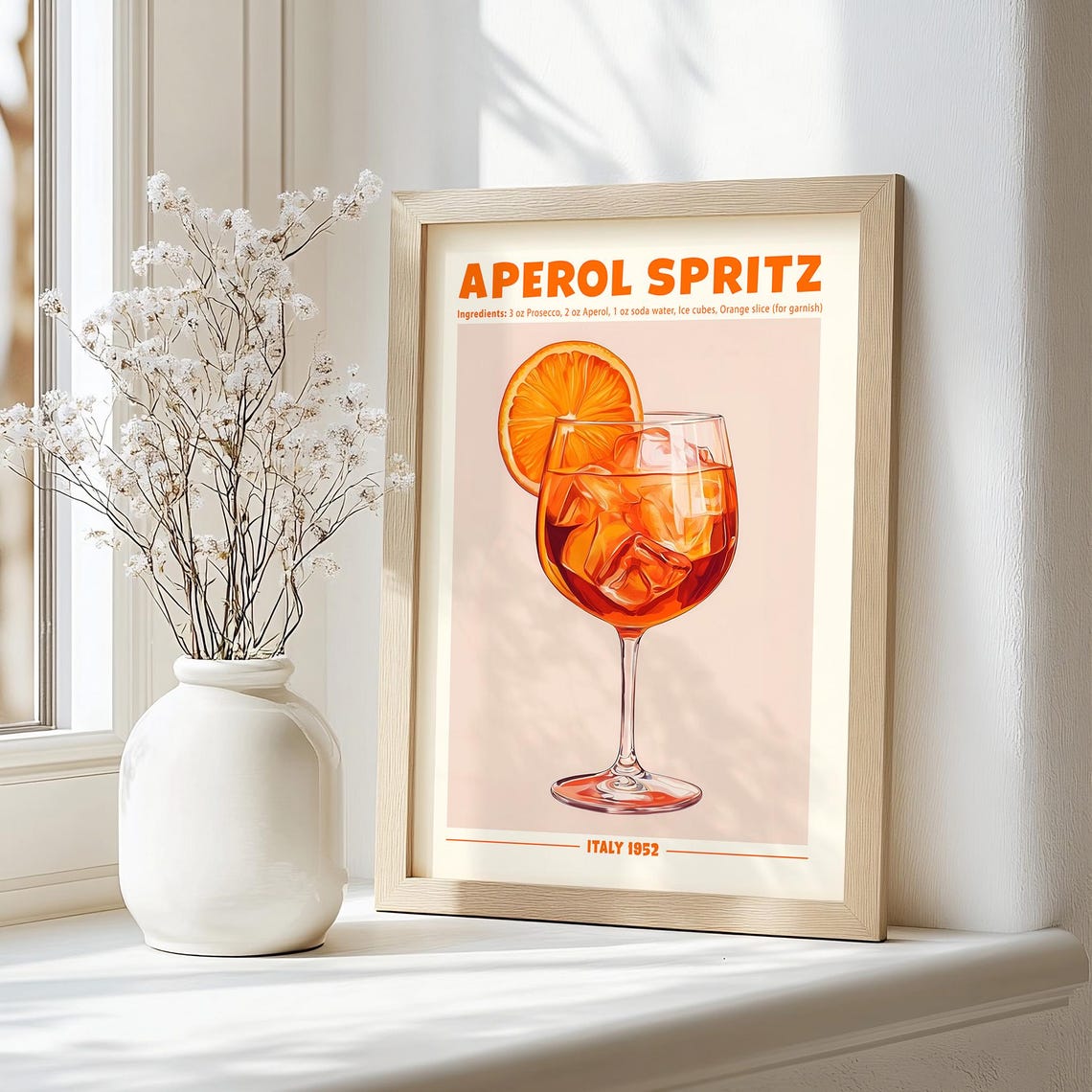 Aperol Spritz Cocktail Recipe Italy 1952 Retro Bar Decor Poster - Image 4