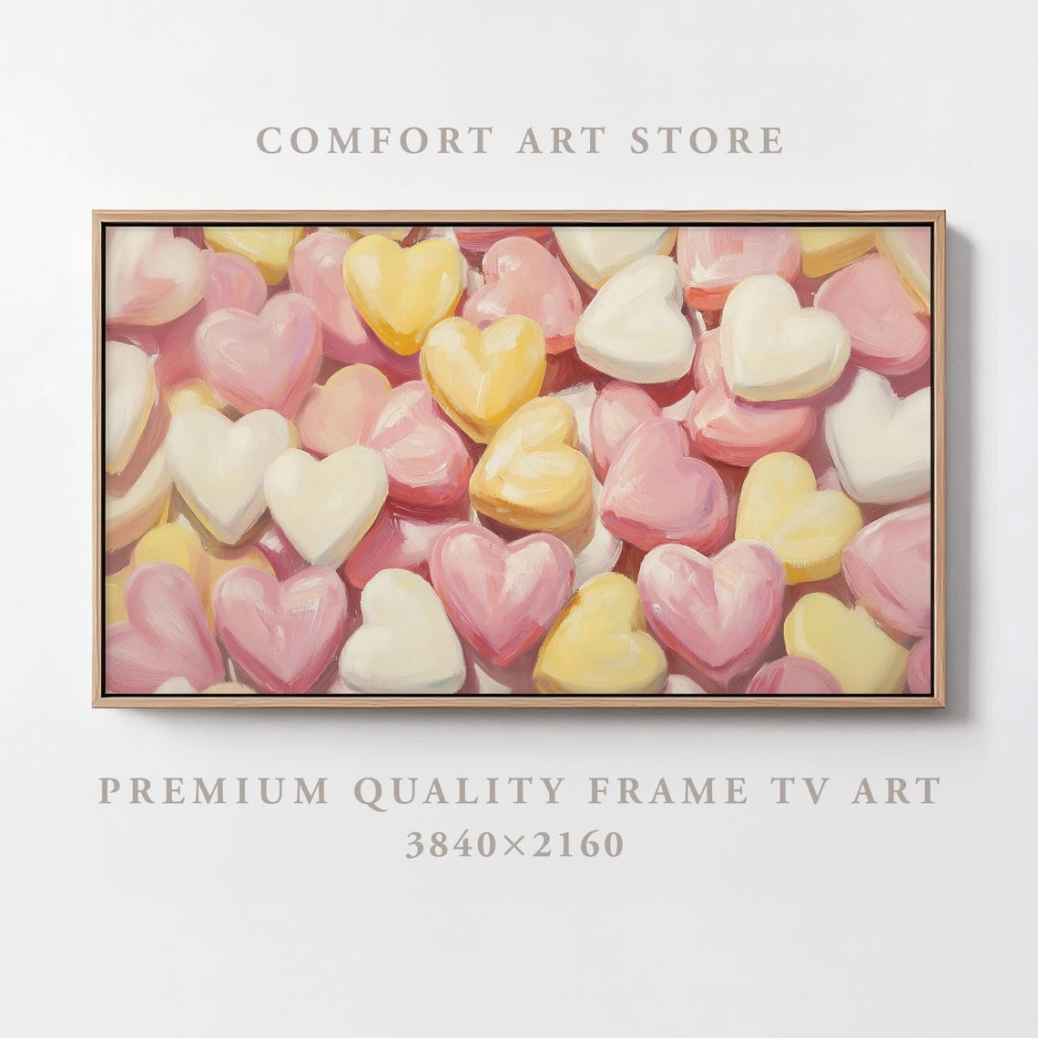 Pastel Heart Candies Pile Painting Frame TV Art Sweet Valentine Poster