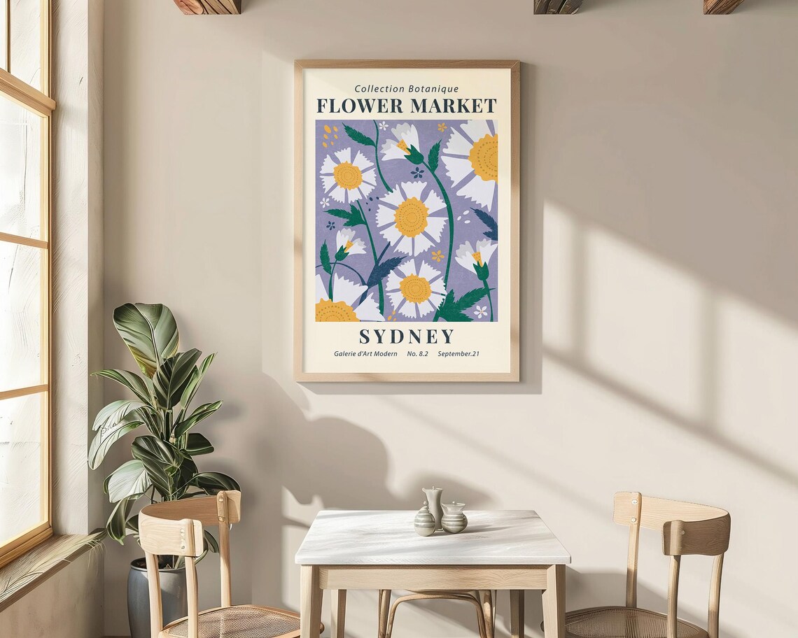 Sydney Flower Market Vintage Daisy Botanical Floral Art Poster - Image 8
