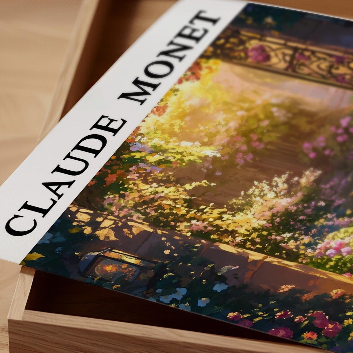 Monet Inspired Fox Resting in a Flowering Secret Garden Poster - Image 2