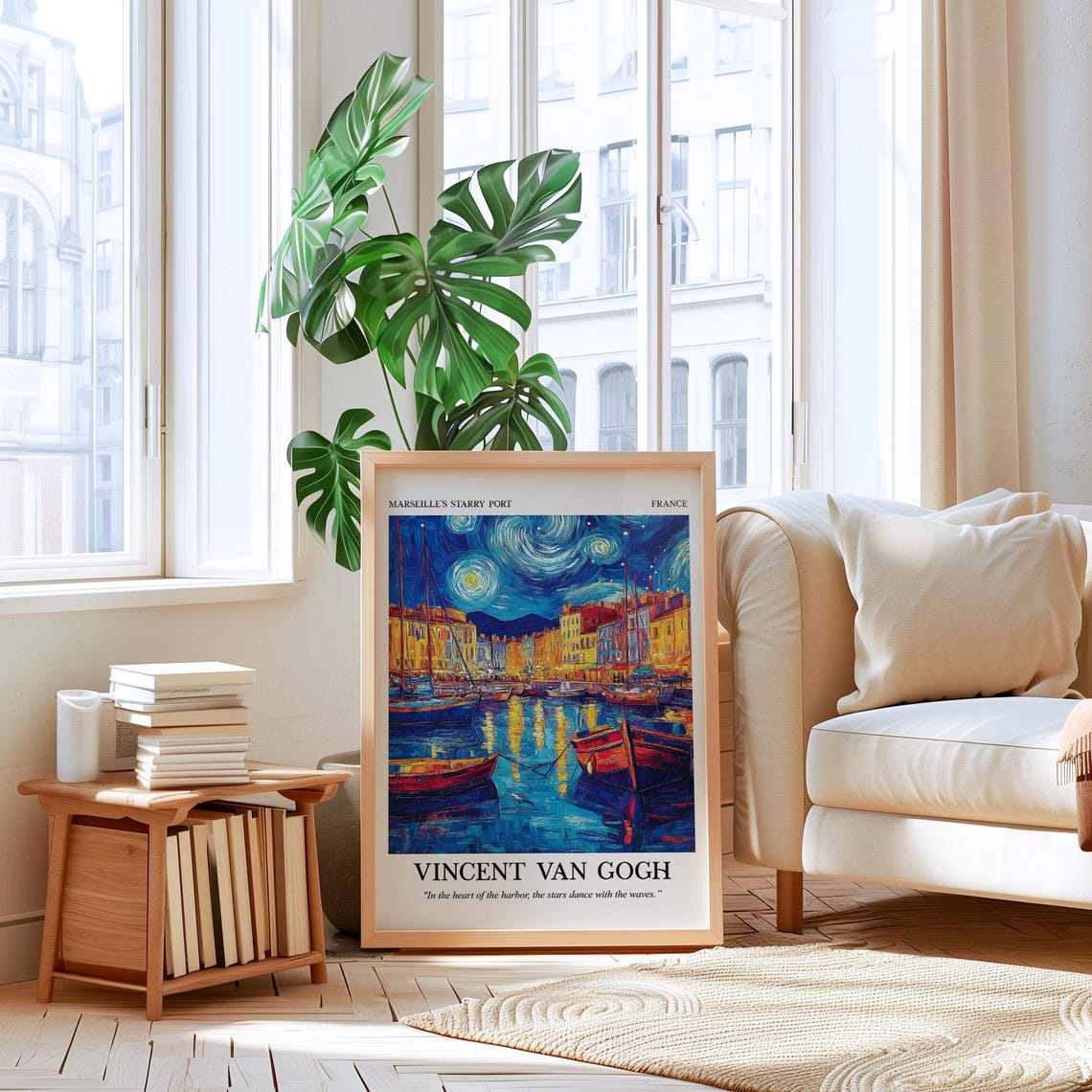 Van Gogh Wall Art Starry Night Print Marseille Harbor Poster Impressionist Artwork Van Gogh Nautical Painting - Image 4