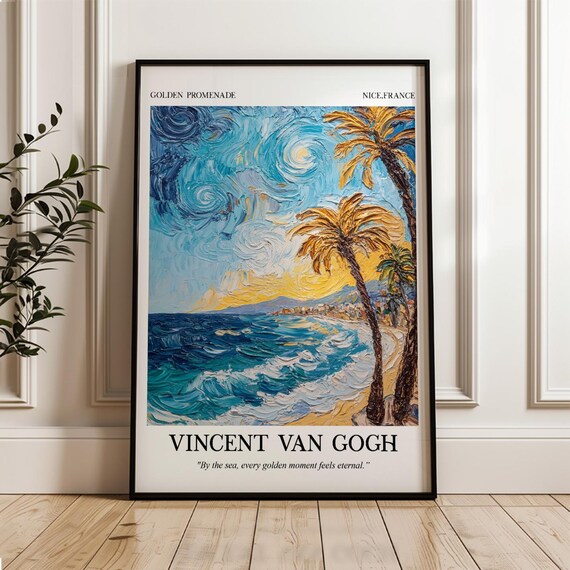 Van Gogh Inspired Golden Promenade Palm Beach Nice France Poster