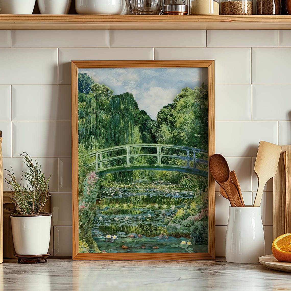 Claude Monet Water Lily Pond Japanese Bridge Poster Impressionist Garden Wall Art - Image 3