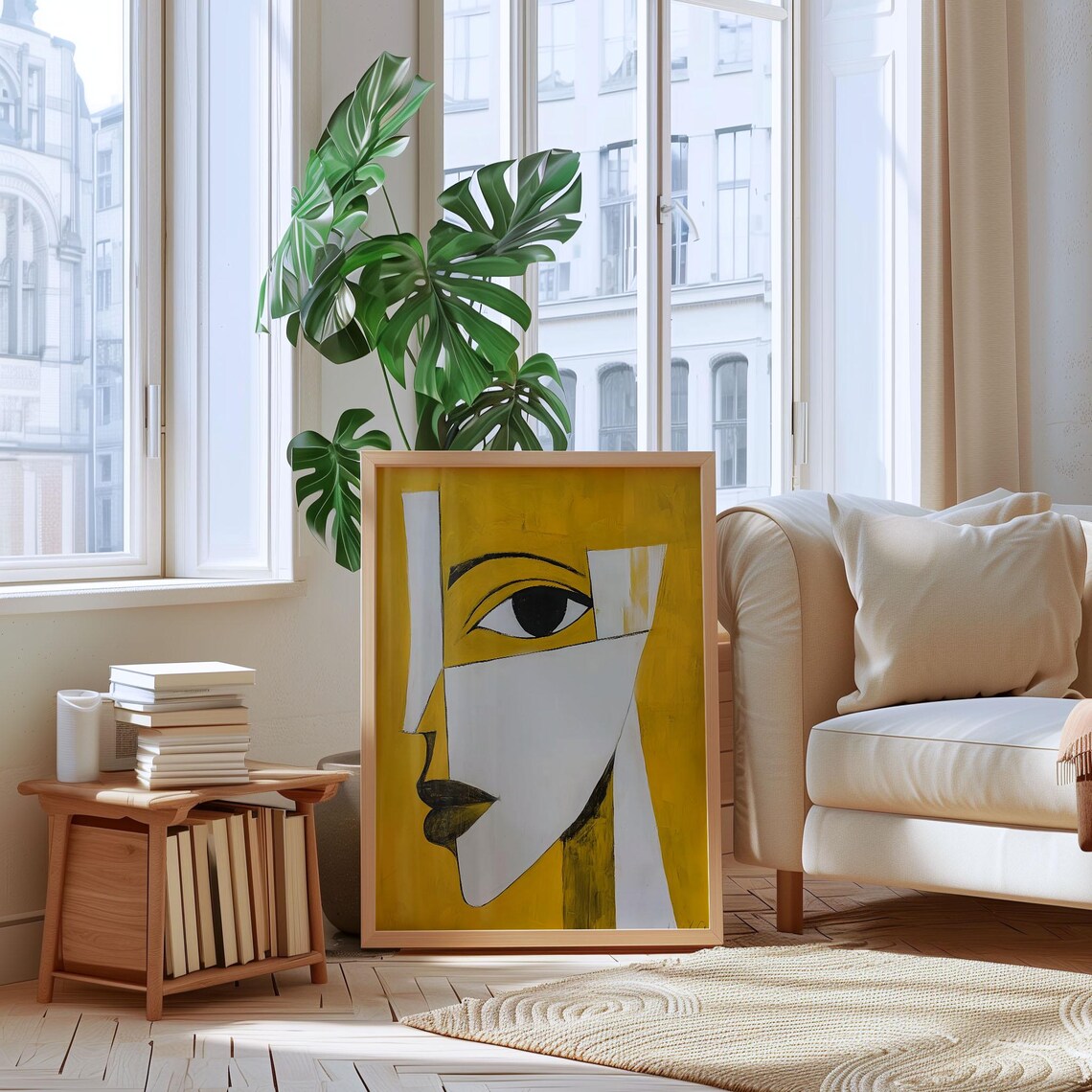 Pablo Picasso Style Yellow Cubist Abstract Face Modern Art Poster - Image 4