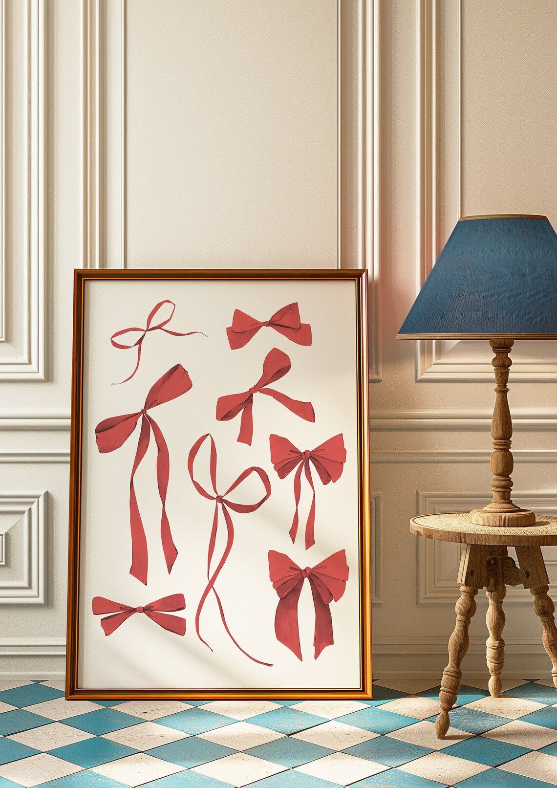 Wine Red Bow Aesthetic Art Print, Preppy Decor - Image 2