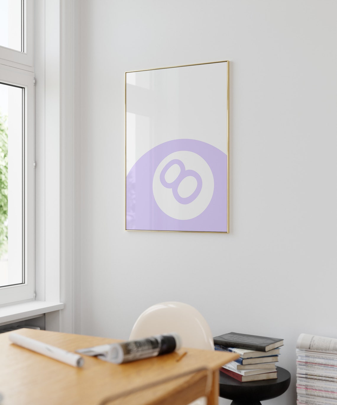 Lilac Magic Eight Ball Retro Pop Art Dorm Room Aesthetic Wall Art - Image 2